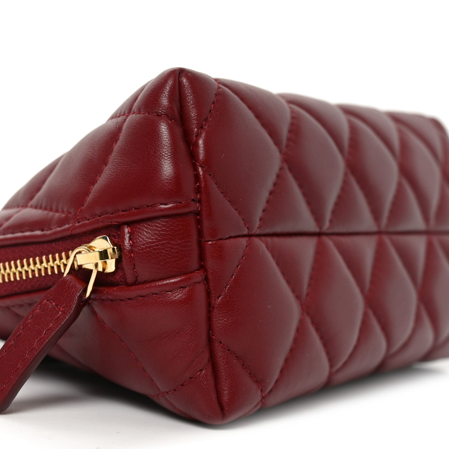Chanel Lambskin Quilted Cosmetic Case Red 8 of 9