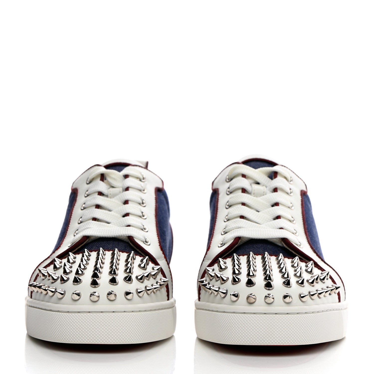 Christian Louboutin Denim Mens Louis Junior Spikes Flat Sneakers 44 Version Blue 2 of 11