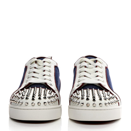Christian Louboutin Denim Mens Louis Junior Spikes Flat Sneakers 44 Version Blue 2 of 11