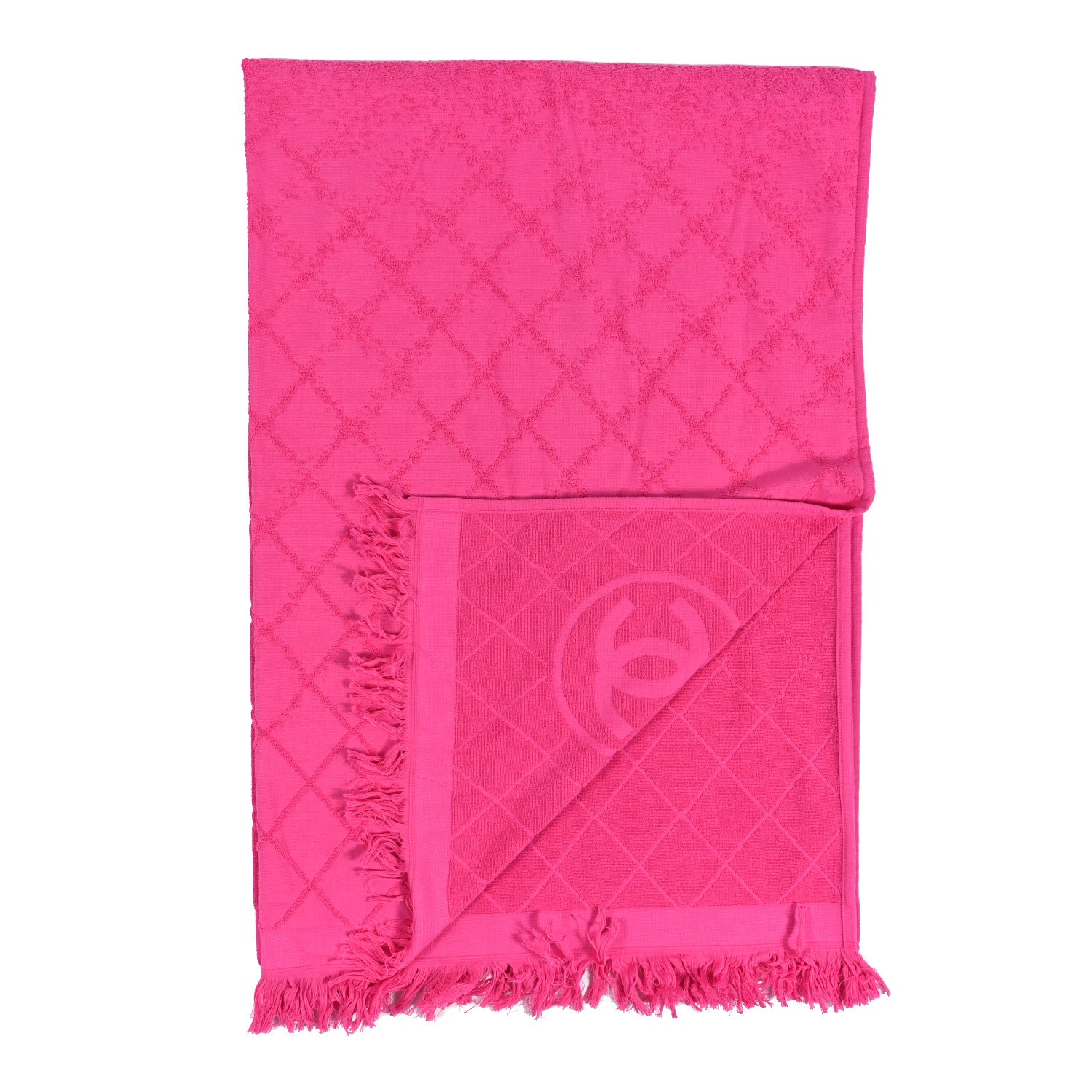Chanel Terry Cotton CC Bath Towel Dark Pink 2 of 6