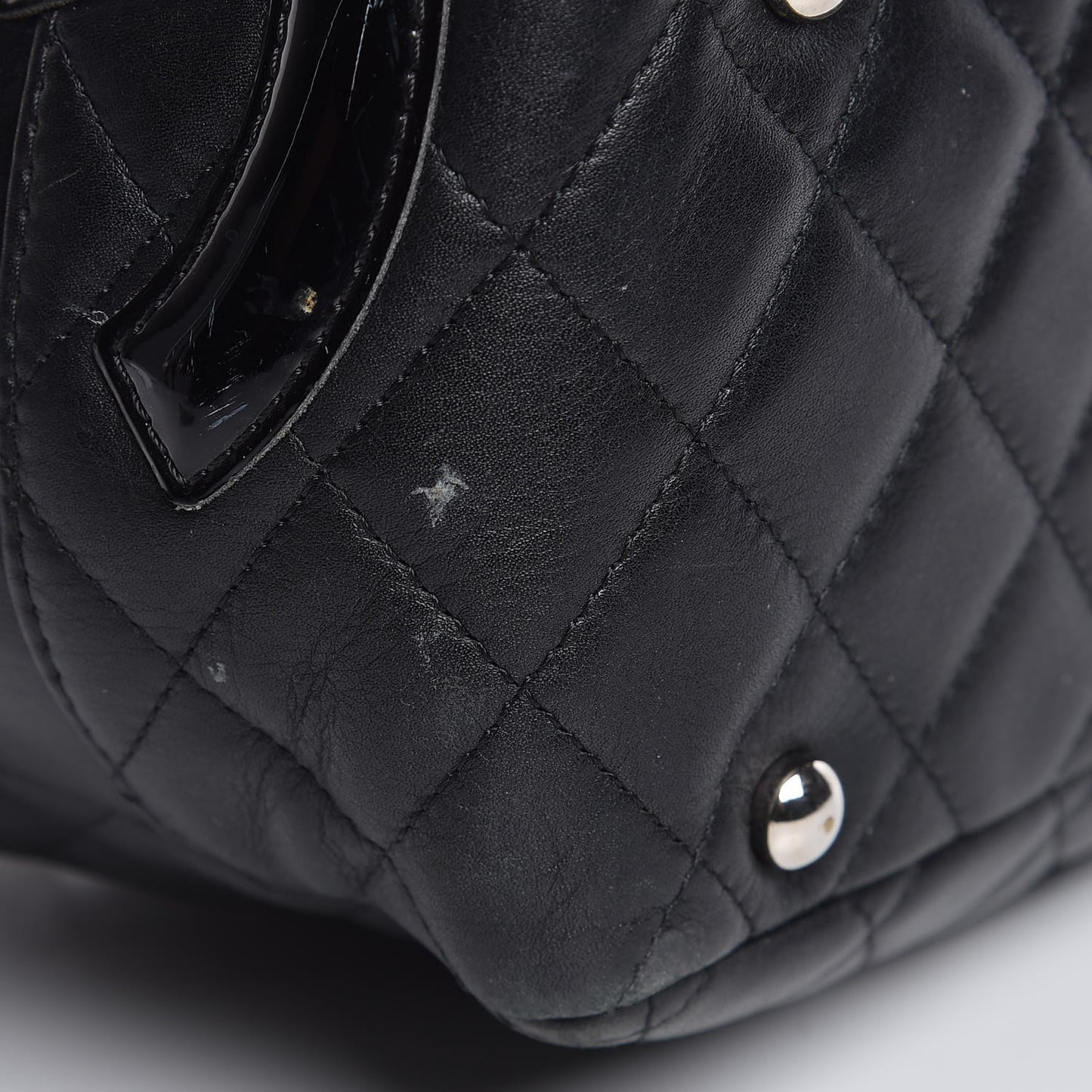 Calfskin Quilted Large Cambon Bowler Black