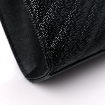 Saint Laurent Grain De Poudre Matelasse Chevron Medium Monogram Satchel Black 10 of 14