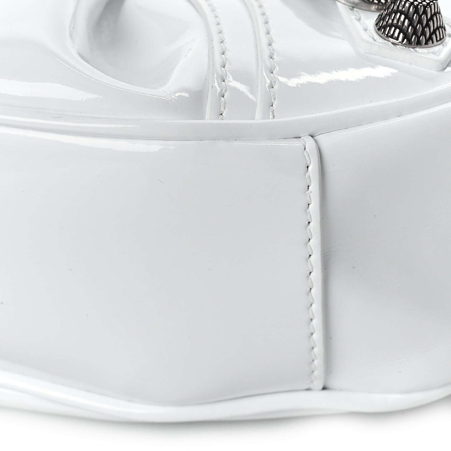 Patent Faux Leather Le Cagole Shoulder Bag XS White