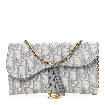 Christian Dior Oblique Saddle Chain Long Wallet Grey 2 of 10