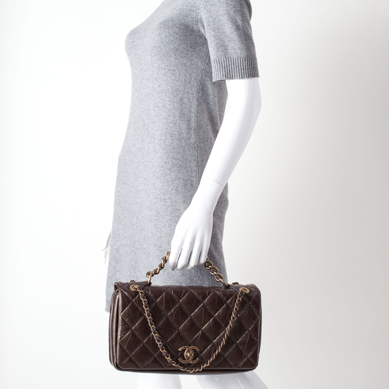 Chanel Quilted Medium Pondichery Flap Marron Fonce 2 of 9