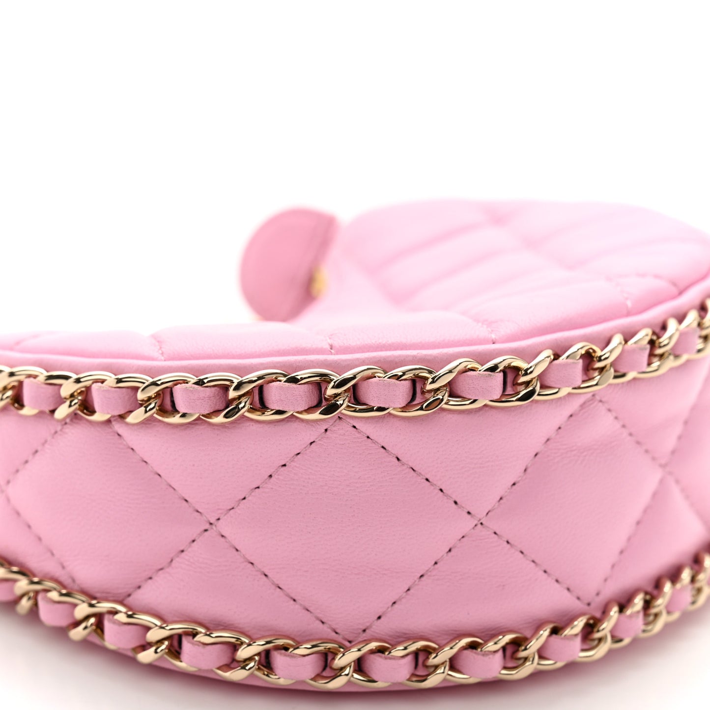 Lambskin Quilted Mini Chain Around Hobo Pink
