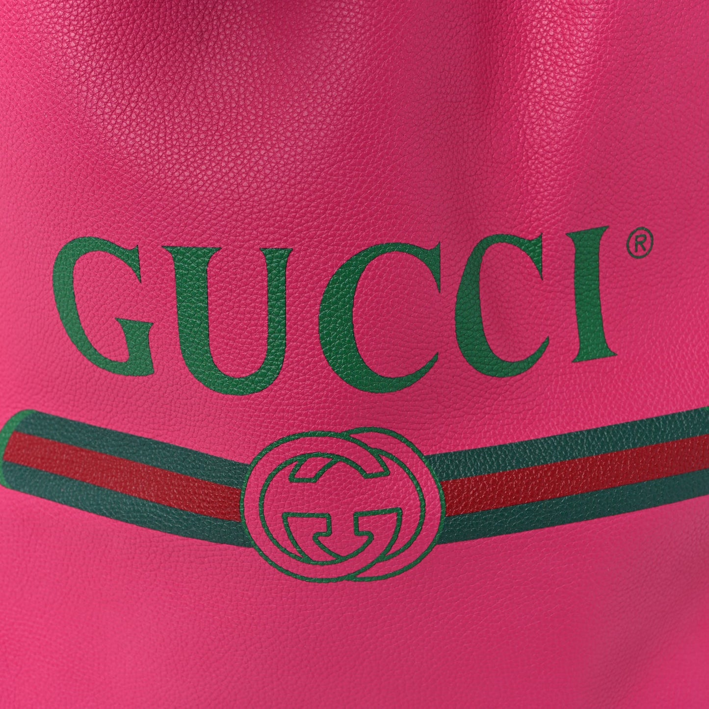 Grained Calfskin Logo Drawstring Backpack Box Pink Green Black