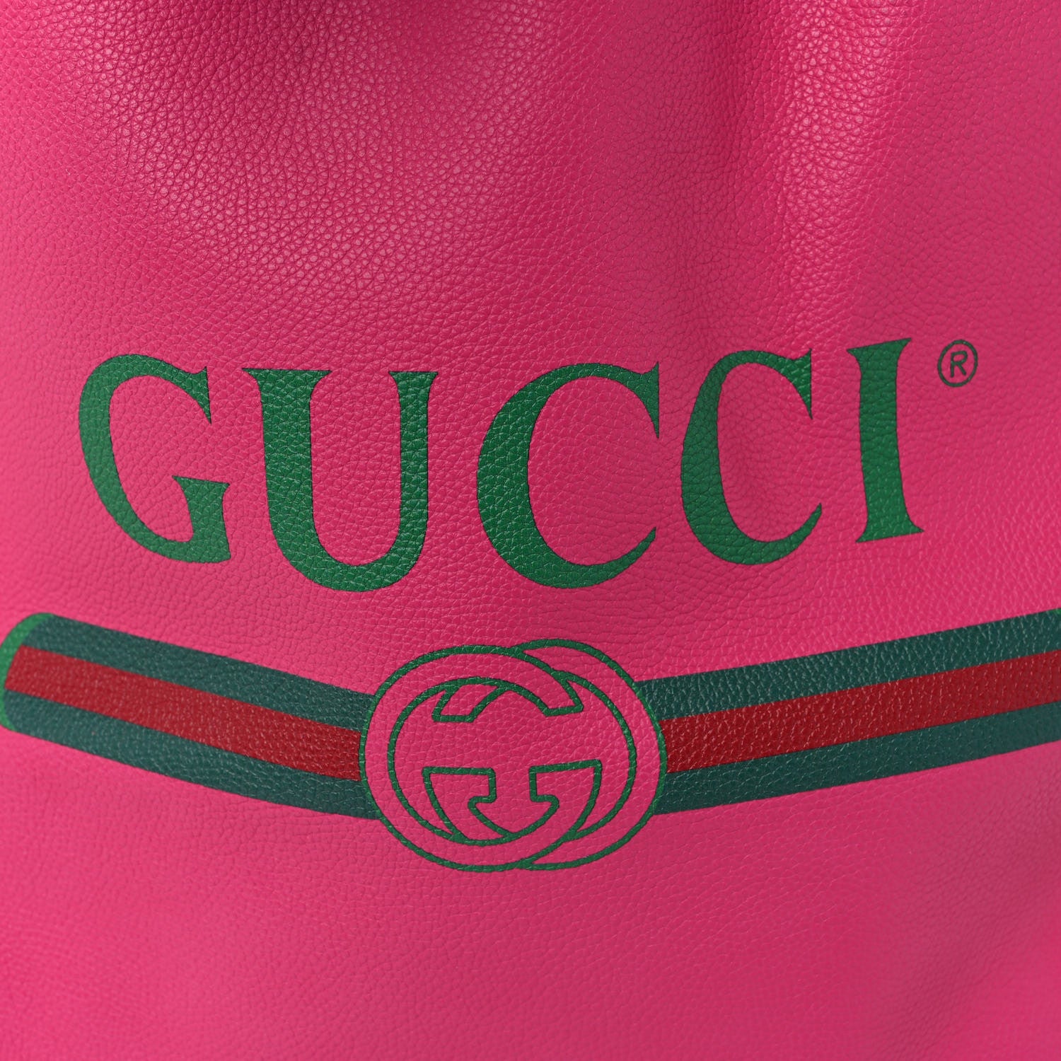 Gucci Grained Calfskin Logo Drawstring Backpack Box Pink Green Black 10 of 10