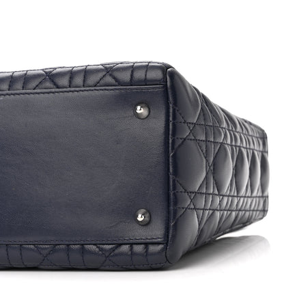 Christian Dior Lambskin Cannage Medium Lady Dior Navy Blue 9 of 10