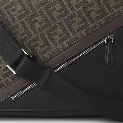 Fendi Glazed Fabric Vitello Liberty FF 1974 Diagonal New Messenger Flap Tobacco Moresco Black 10 of 10