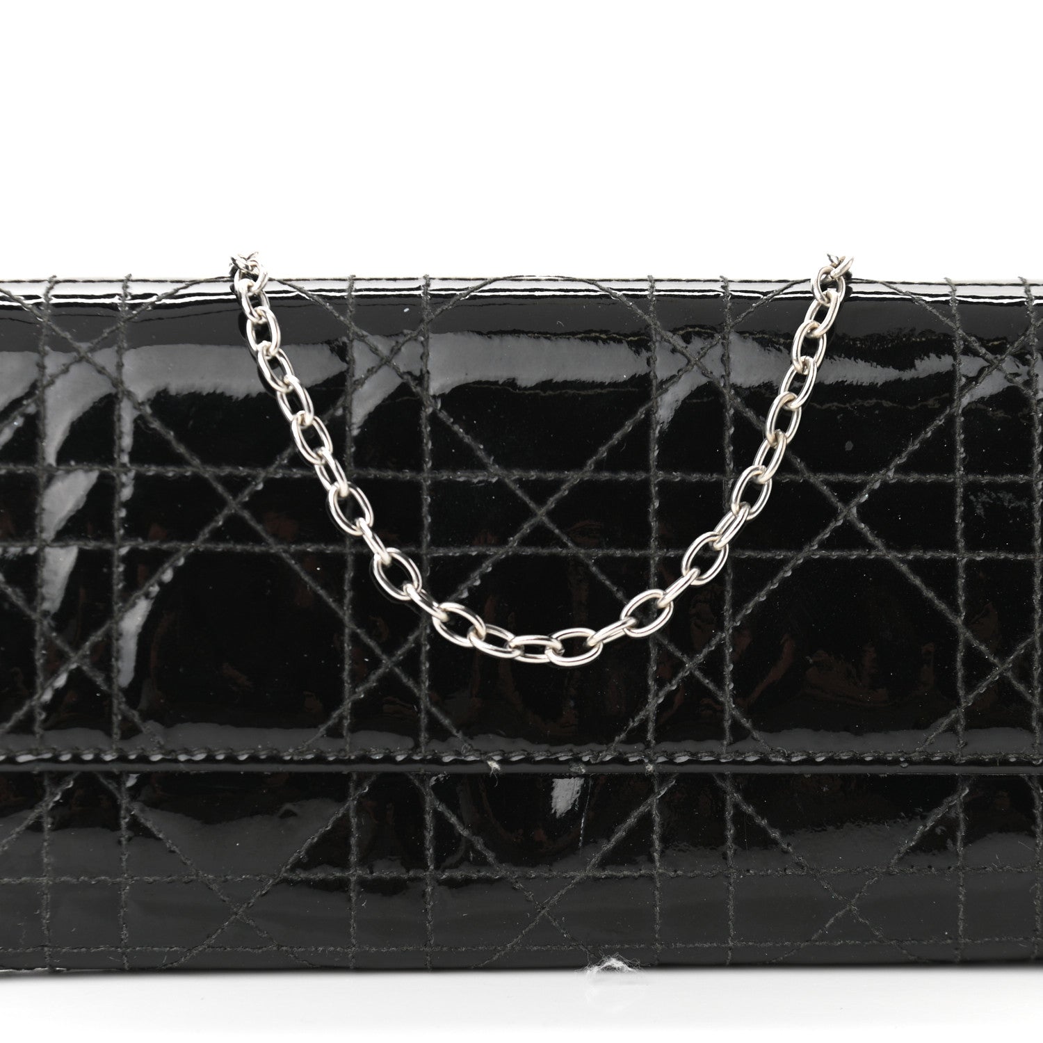 Christian Dior Patent Cannage Rendez-vous Chain Wallet Black 6 of 9