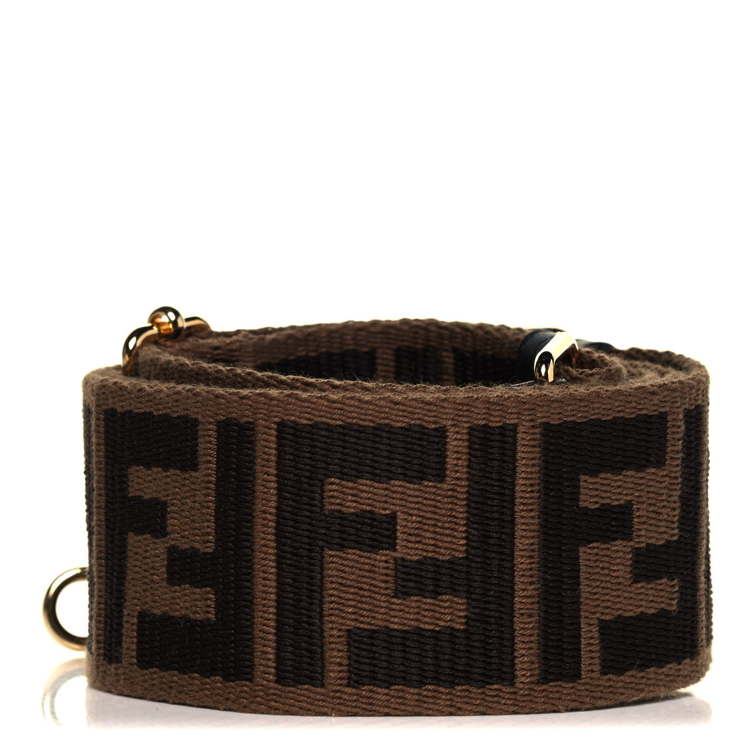 Fendi Ribbon Vitello Seta FF 1974 Adjustable Strap You Fango Marrone Black 2 of 5