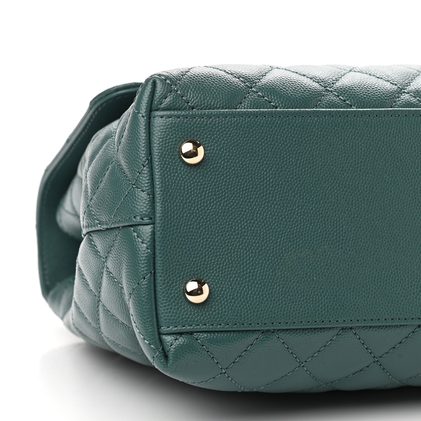 Caviar Quilted Medium Coco Handle Flap Dark Green