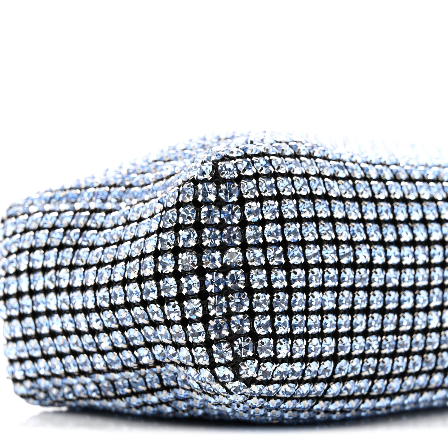 Mesh Crystal Rhinestone Mini Heiress Pouch Baby Blue