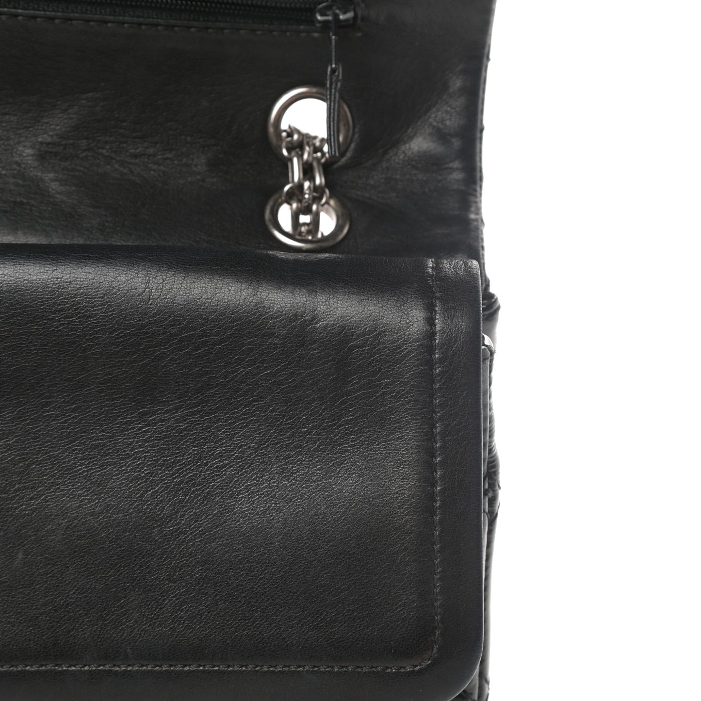 Distressed Patent Quilted 2.55 Reissue 227 Flap Black