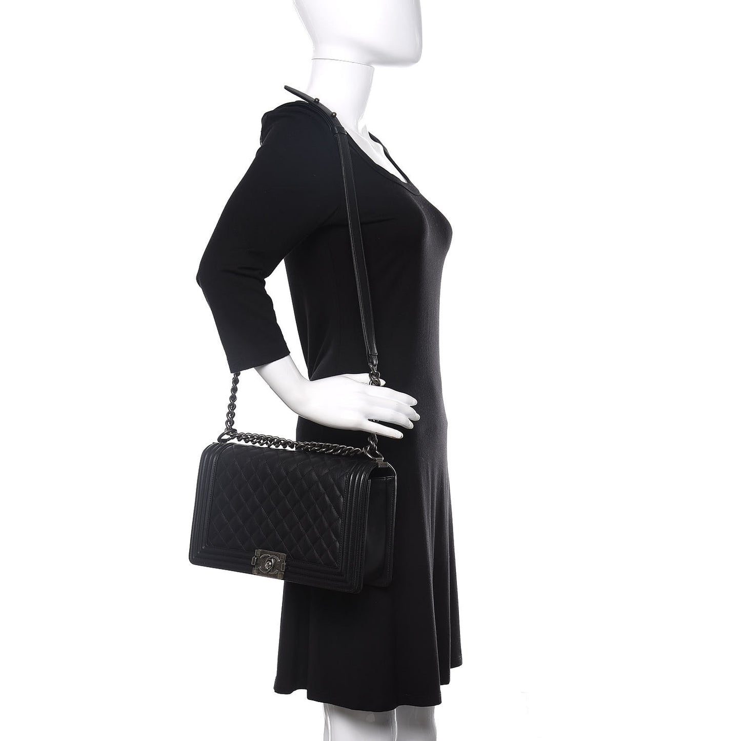 Calfskin Quilted New Medium Boy Flap Black