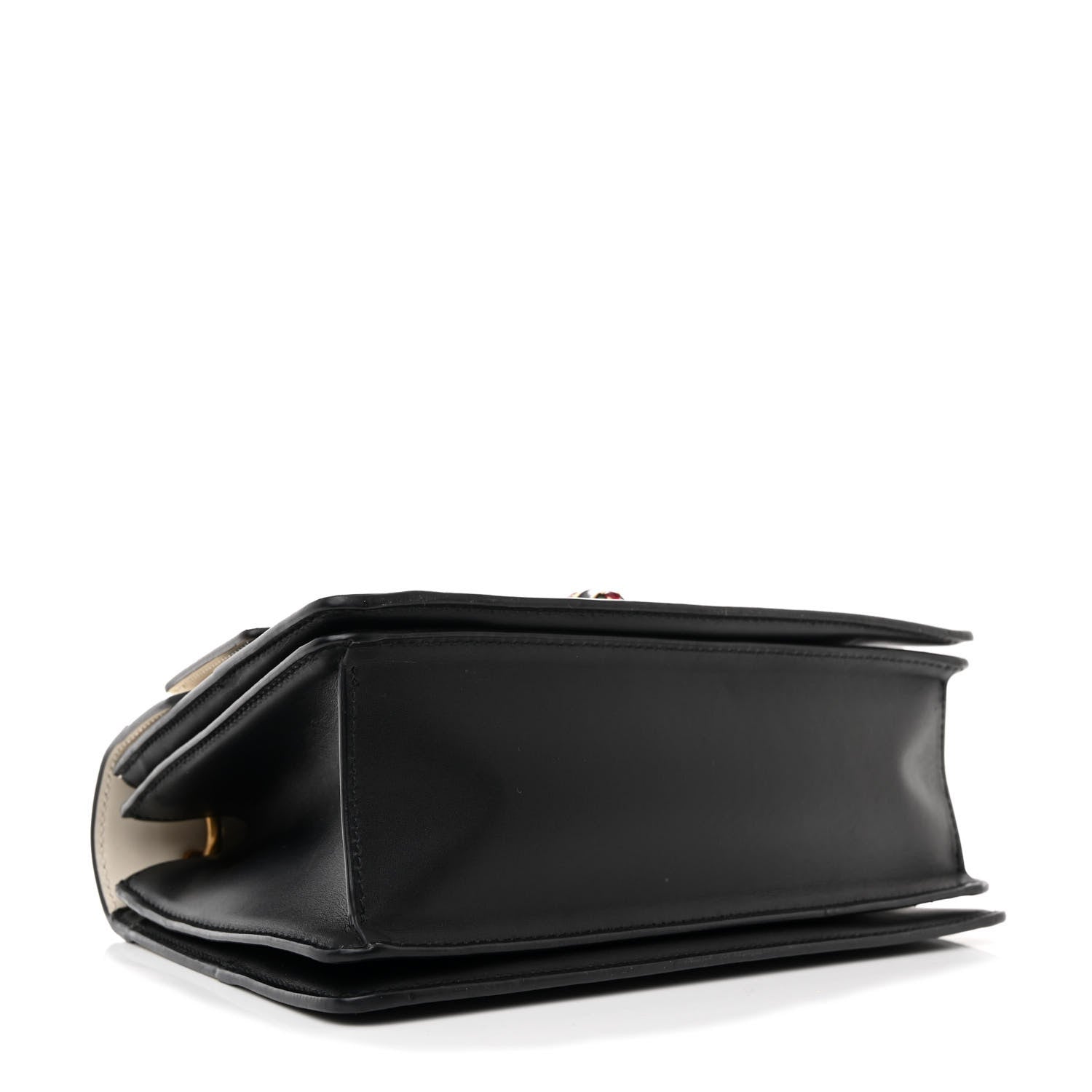 Gucci Calfskin Sylvie Web Small Queen Margaret Top Handle Bag Black White 4 of 13