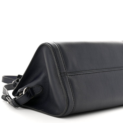 Alexander McQueen Pebbled Calfskin Small Skull Padlock Zip Around Tote Navy 9 of 11