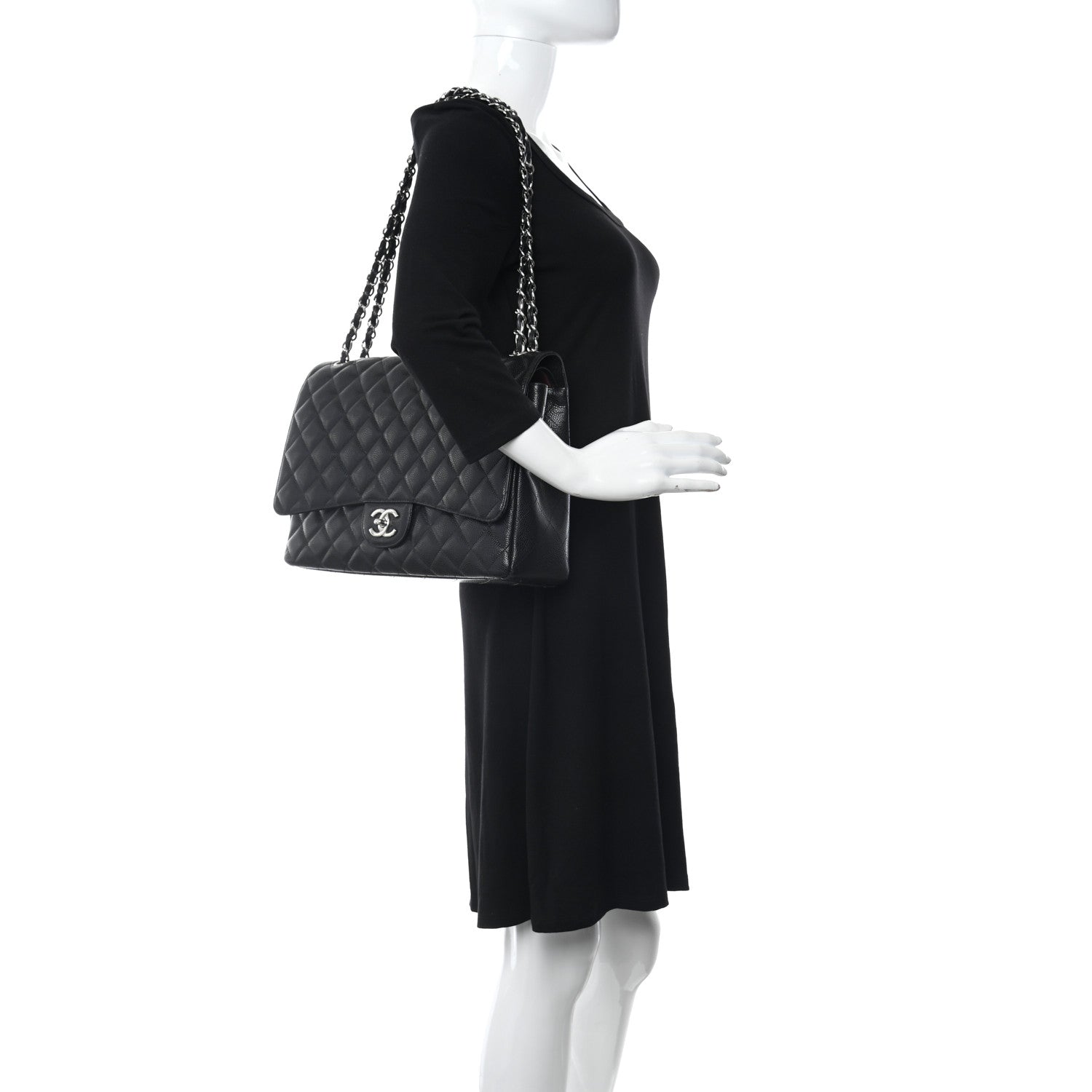 Chanel Caviar Quilted Maxi Double Flap Black 2 of 10