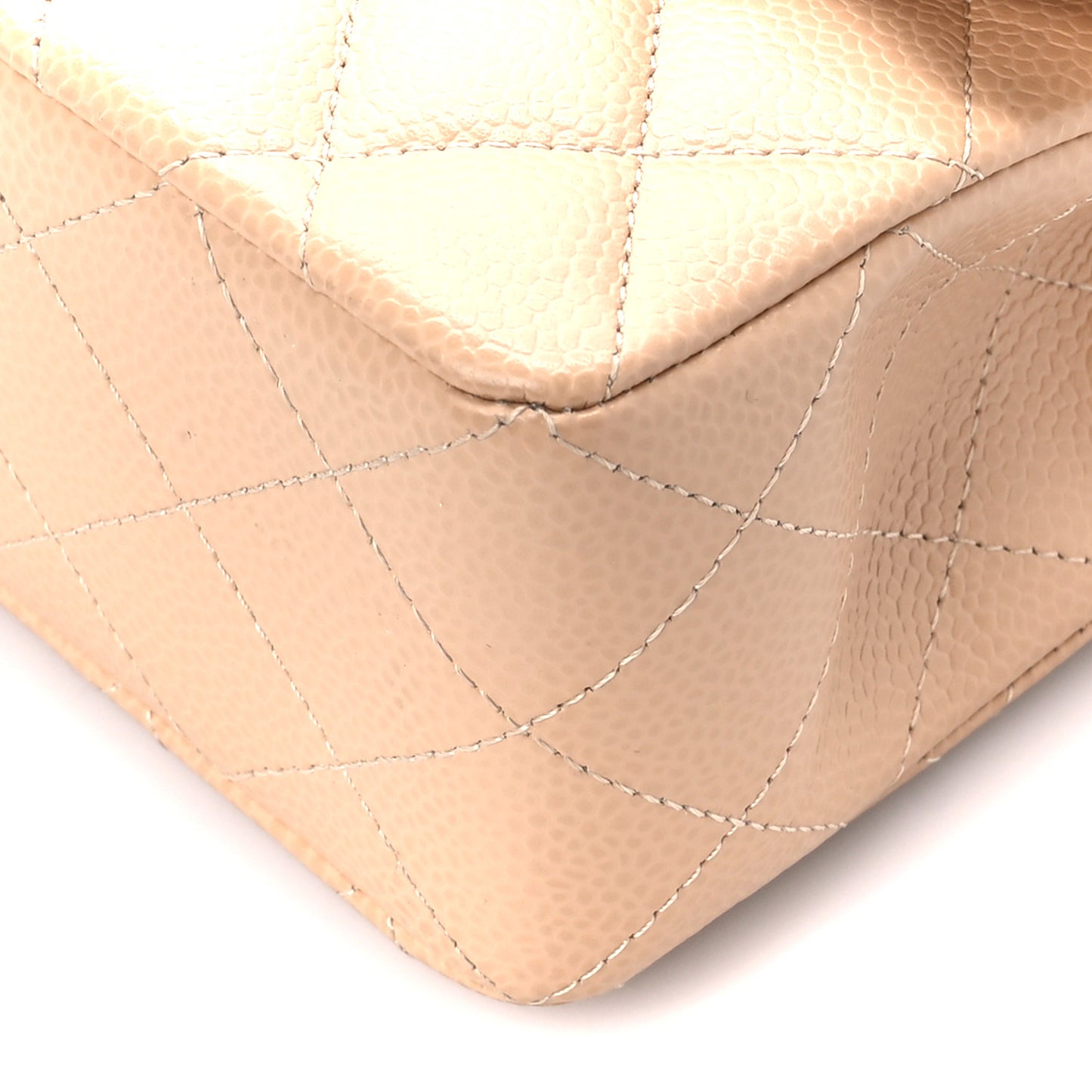 Caviar Quilted Small Double Flap Beige
