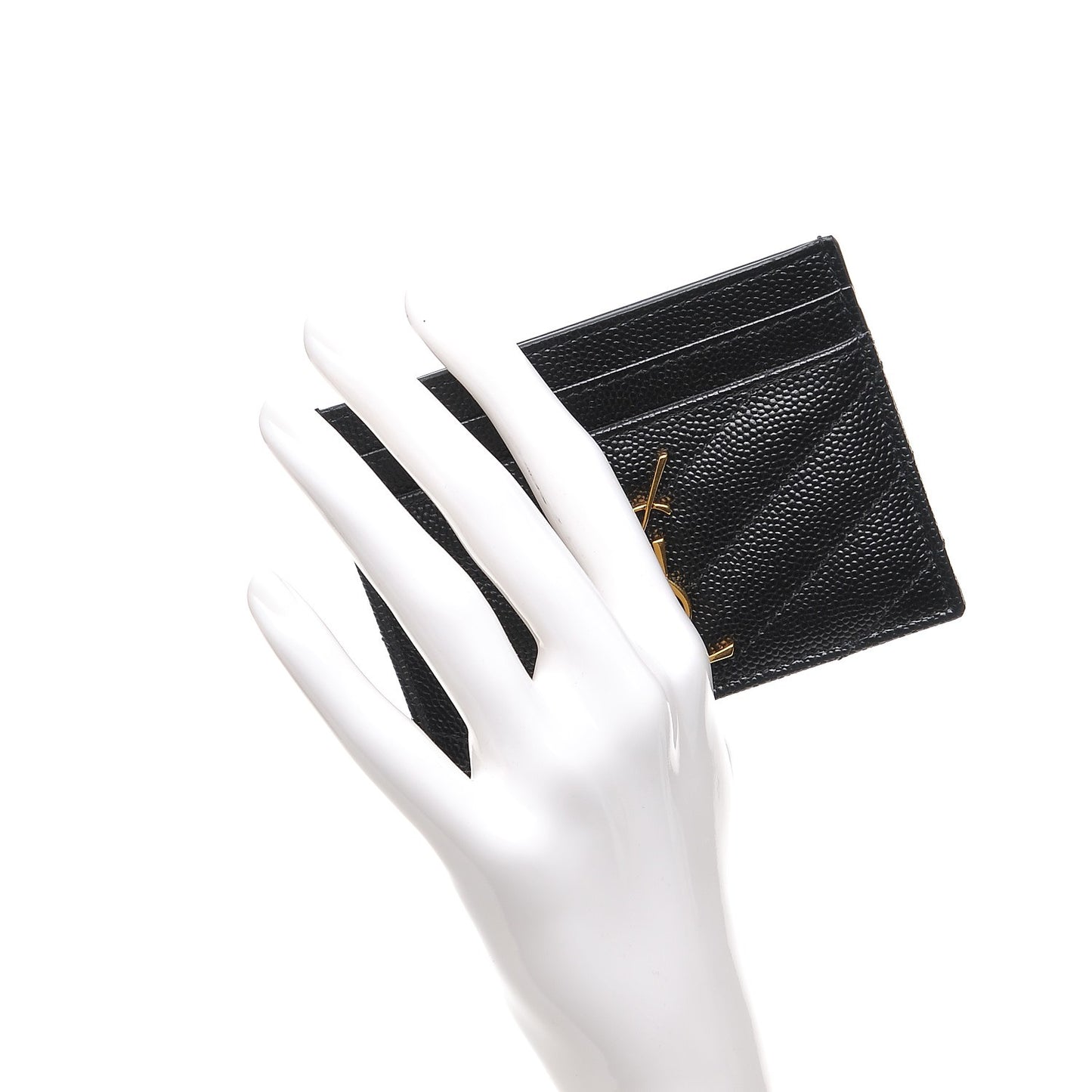 Grain De Poudre Matelasse Chevron Monogram Credit Card Case Black