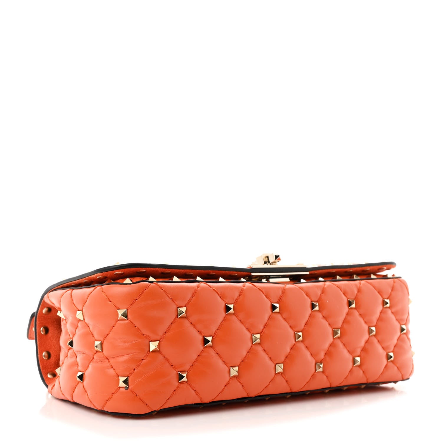 Valentino Garavani Calfskin Rockstud Spike Convertible Shoulder Bag Orange 4 of 9