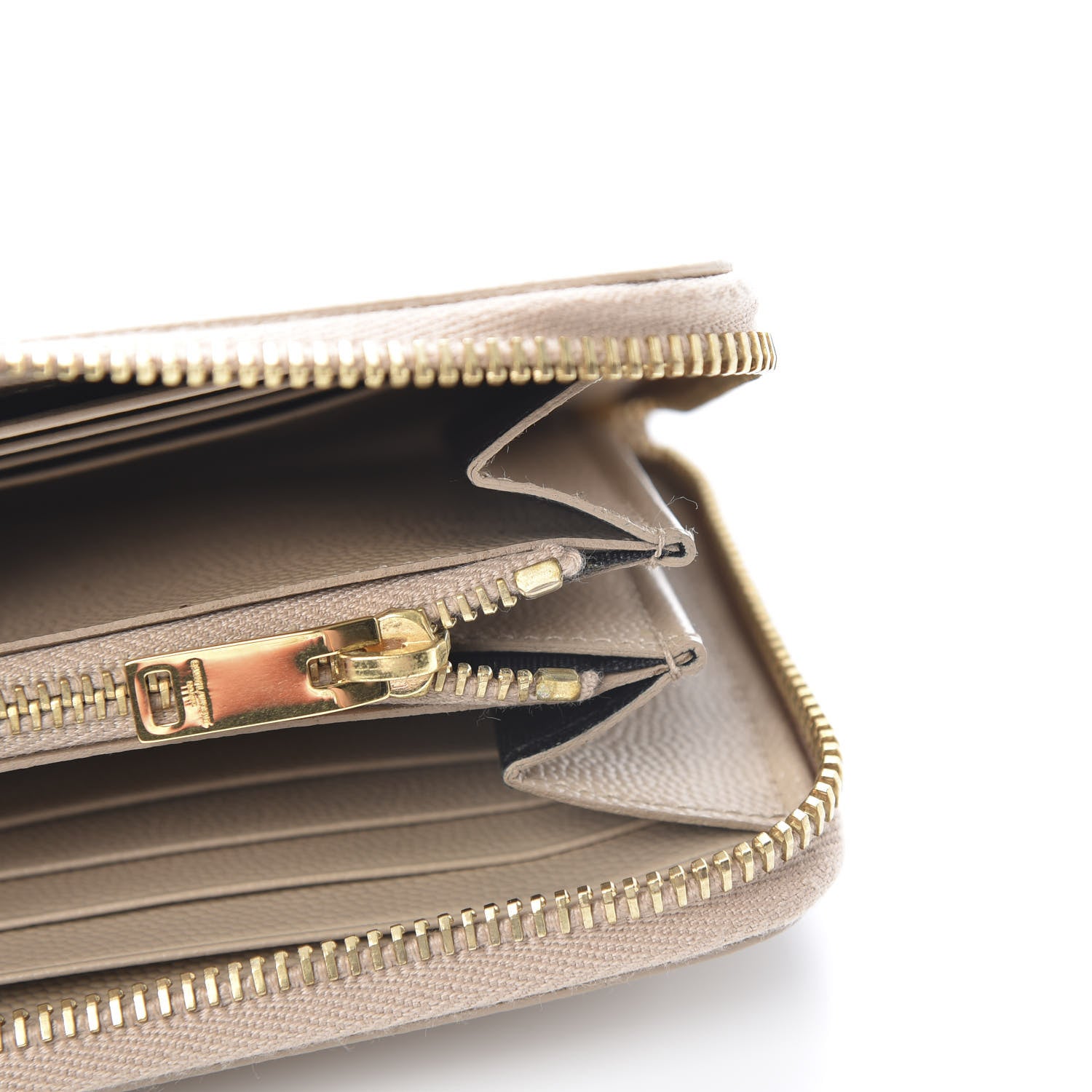 Saint Laurent Grain De Poudre Monogram Zip Around Wallet Nude Powder 8 of 9
