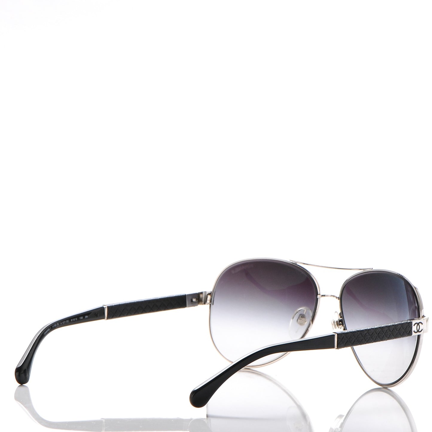 Lambskin Quilted CC Aviator Sunglasses 4195-Q Black SIlver
