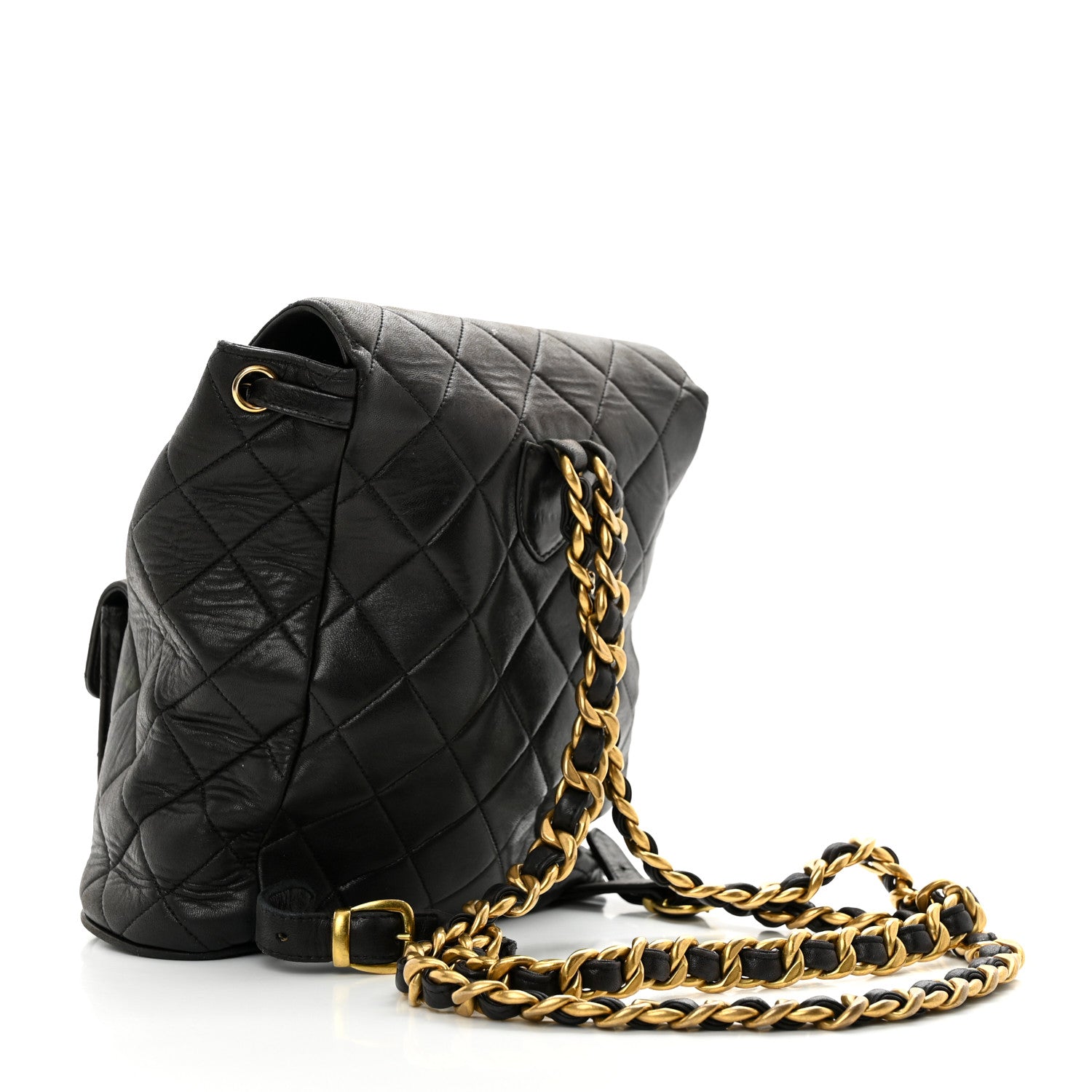 Chanel Lambskin Quilted Drawstring Backpack Black 2 of 11