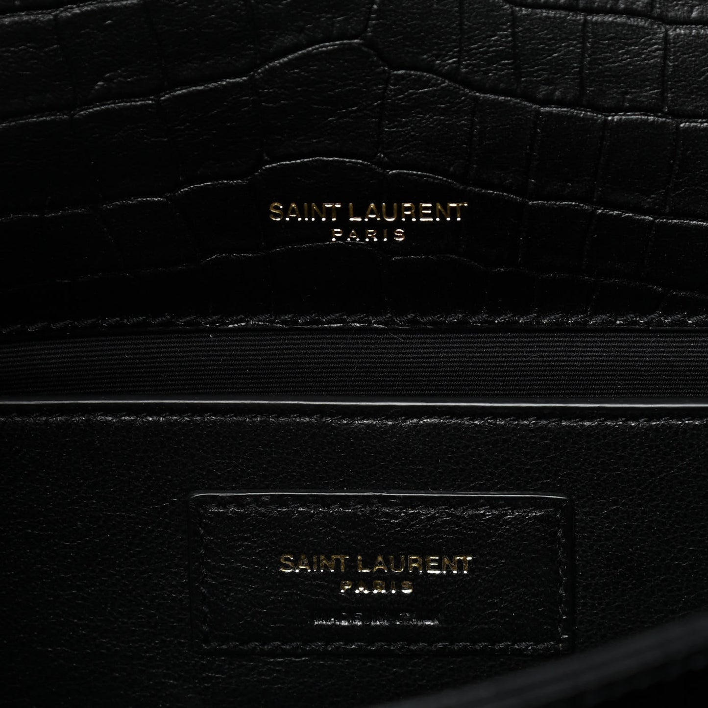 Calfskin Crocodile Embossed Monogram Medium Sunset Black