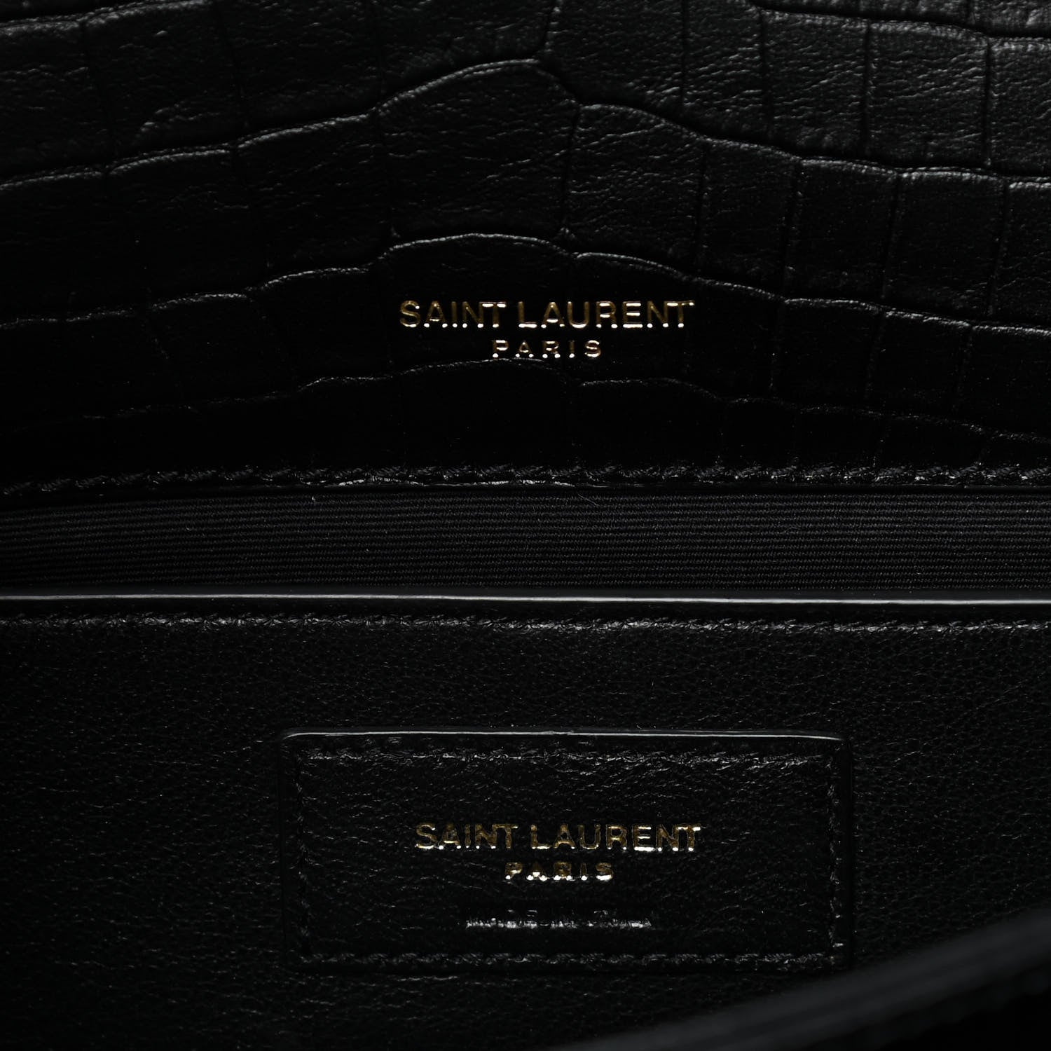 Saint Laurent Calfskin Crocodile Embossed Monogram Medium Sunset Black 5 of 10
