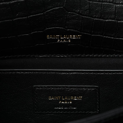 Saint Laurent Calfskin Crocodile Embossed Monogram Medium Sunset Black 5 of 10