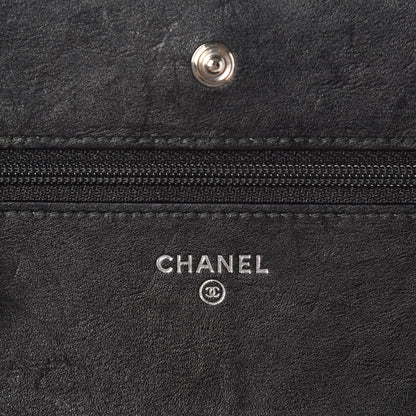 Chanel Crumpled Calfskin Quilted Wallet On Chain WOC So Black 6 of 9