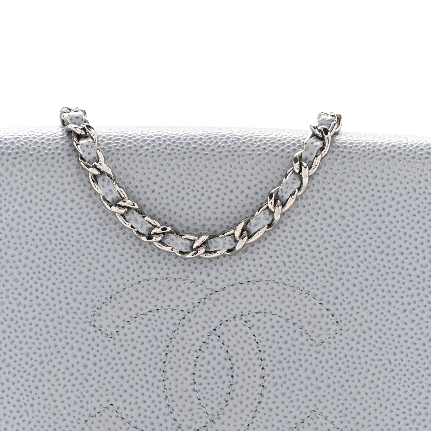 Chanel Caviar Half Moon Wallet On Chain WOC Light Blue 9 of 11