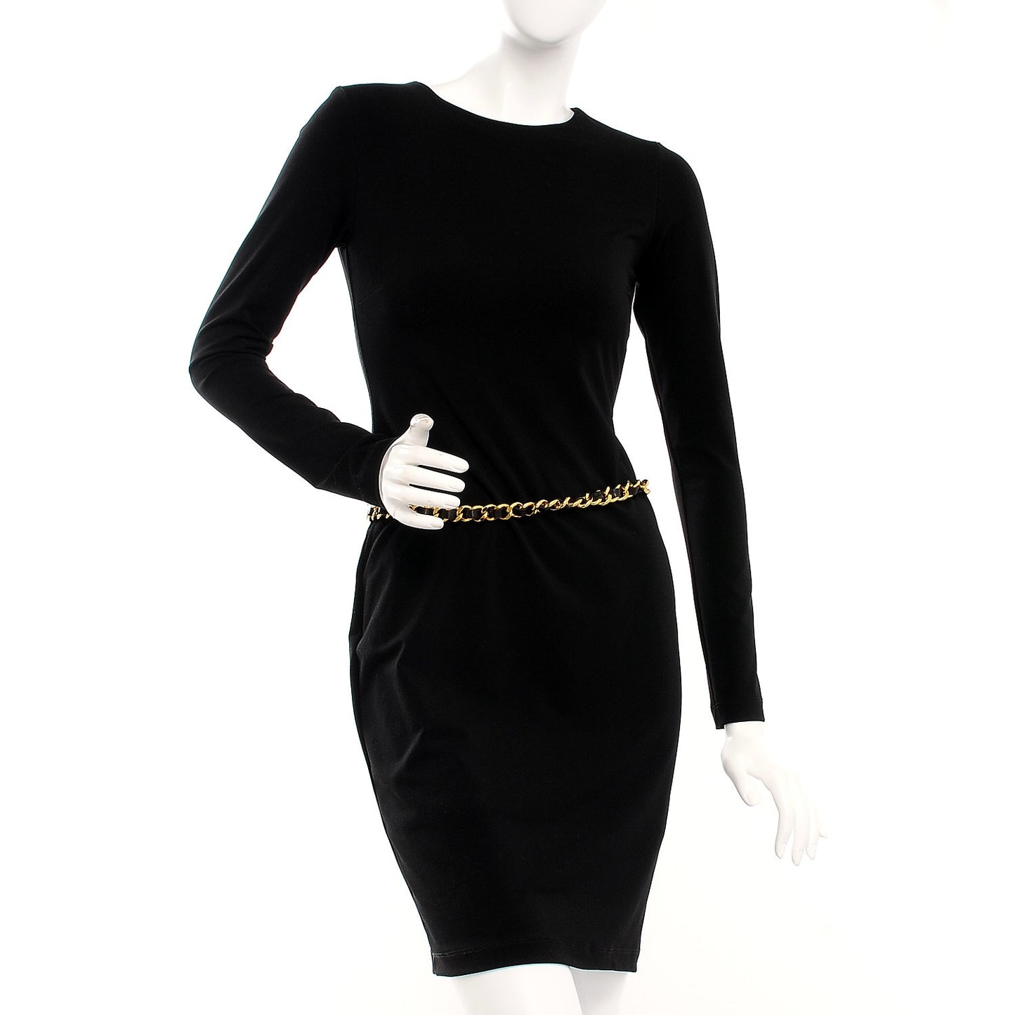 Lambskin Chain CC Medallion Belt Black Gold