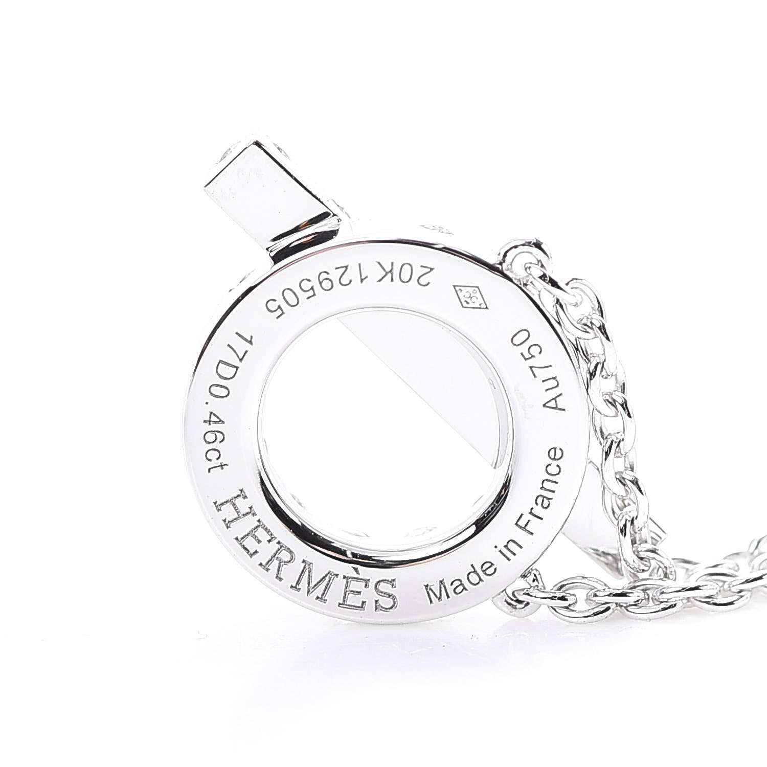 Hermes 18K White Gold Diamond Finesse Pendant Necklace 4 of 5