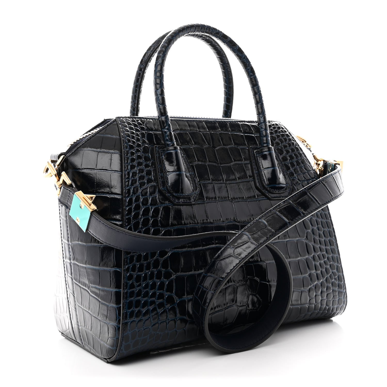 Givenchy Calfskin Crocodile Embossed Small Antigona Navy 3 of 10