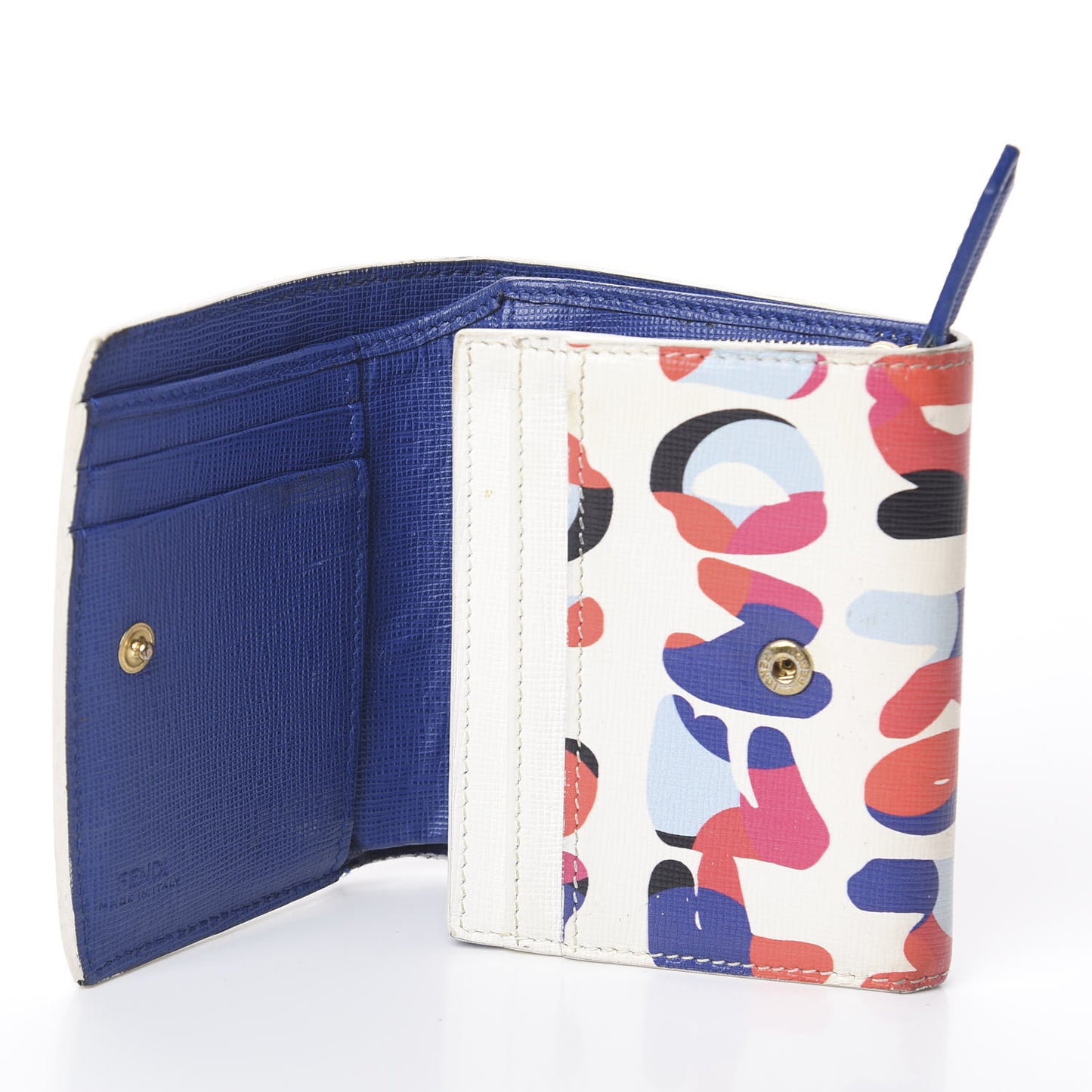 Vitello Elite Fendi Roma Compact Wallet White Multicolor