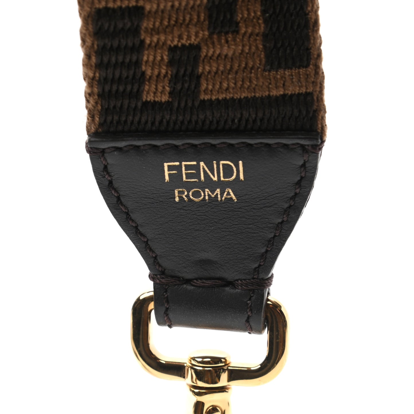 Ribbon Vitello Century FF 1974 Studded Strap You Fango Marrone Ebano