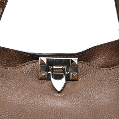 Valentino Garavani Pebbled Calfskin Medium Rockstud Tote Brown 9 of 10