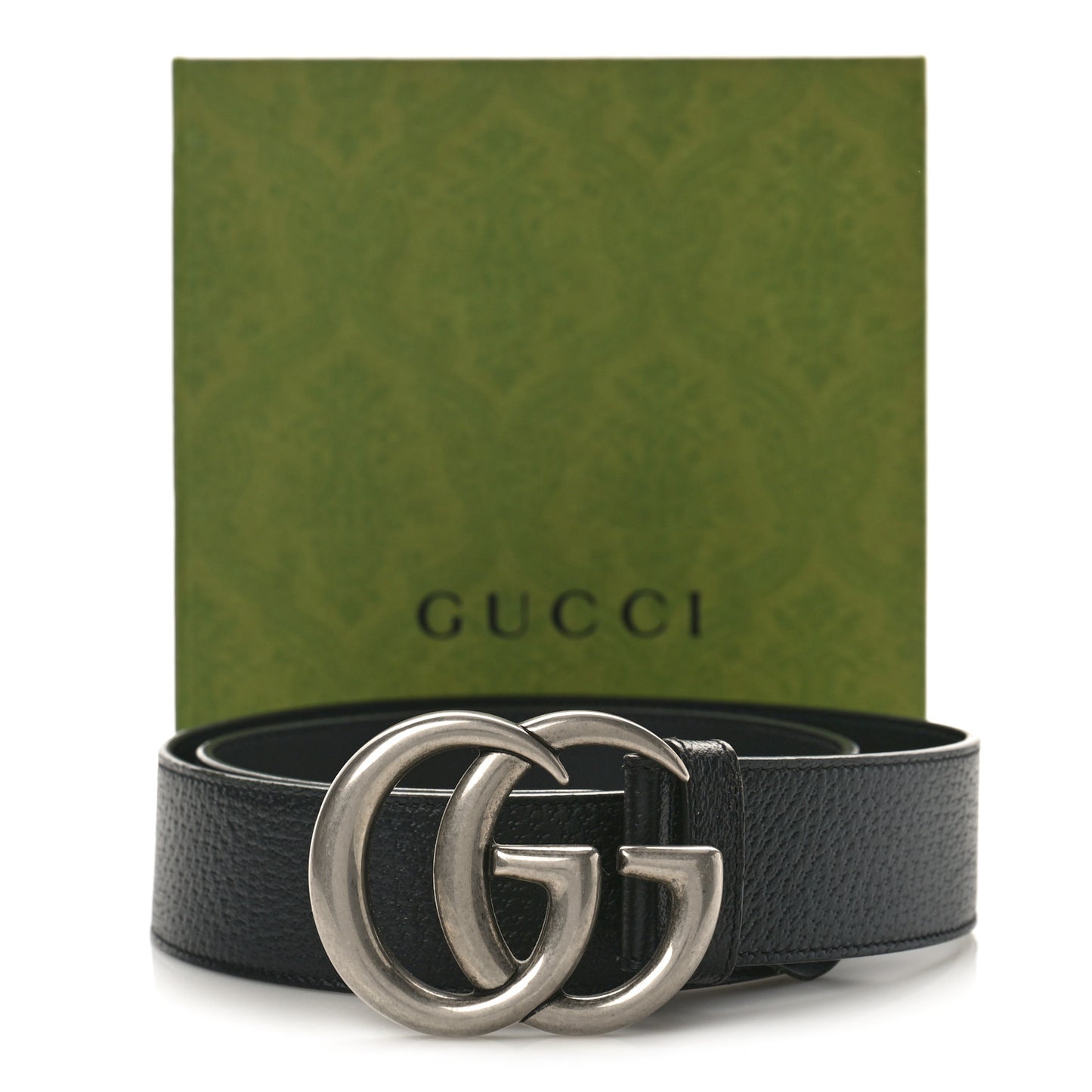 Textured Dollar Calfskin Nickel Double G 40mm Belt 85 34 Black