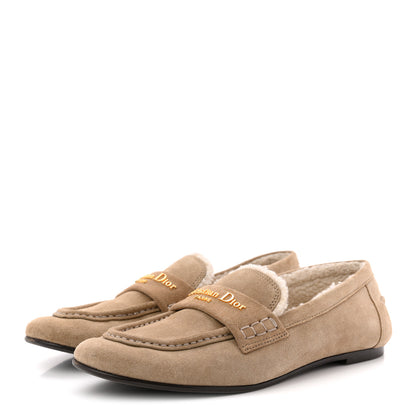 Christian Dior Suede Calfskin Shearling DiorAlps Dior Boy Loafers 38.5 Rope Beige 4 of 11