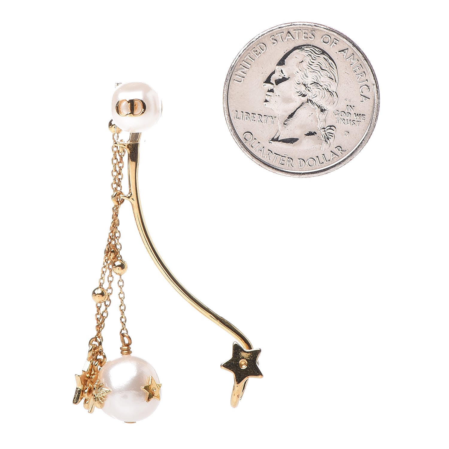 Christian Dior Pearl Shiny-D Earring Gold 2 of 4