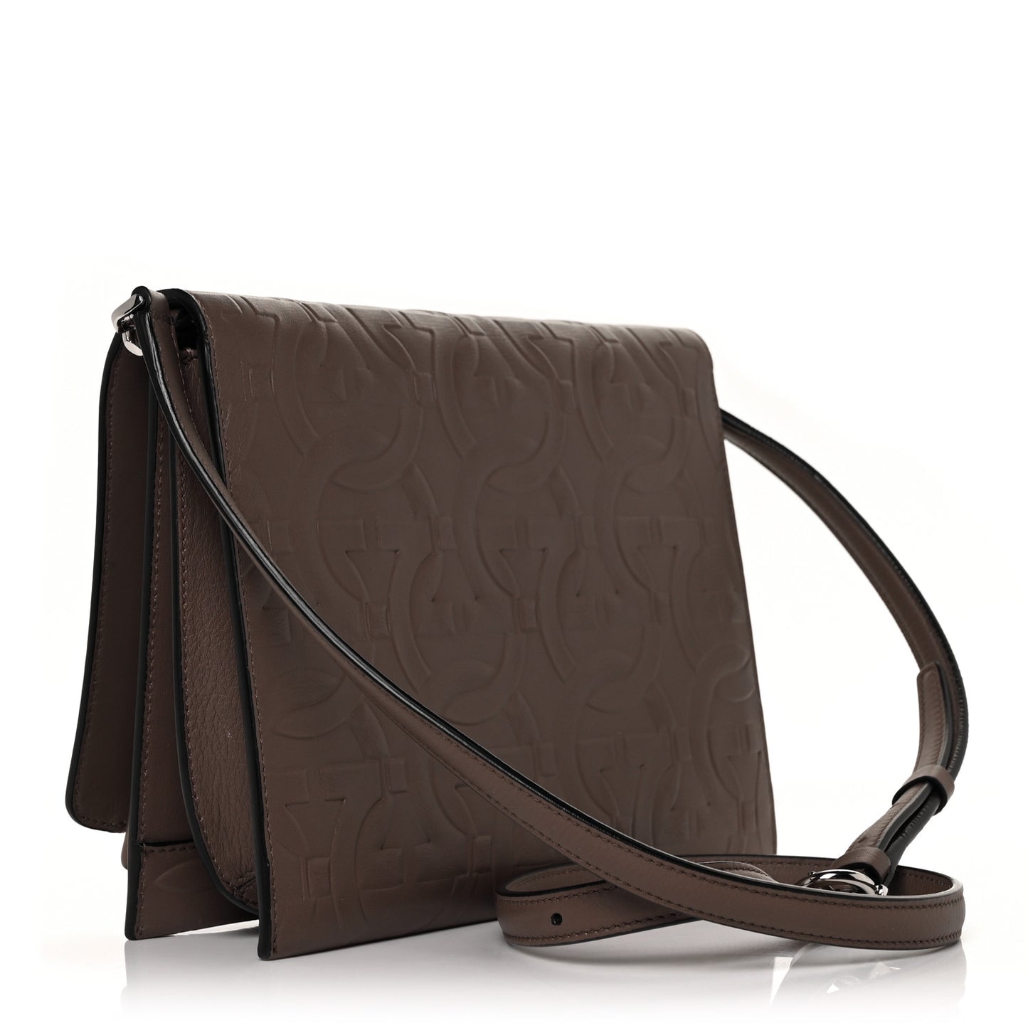 Calfskin Gancini Embossed Trifolio Bag Caraway Seed