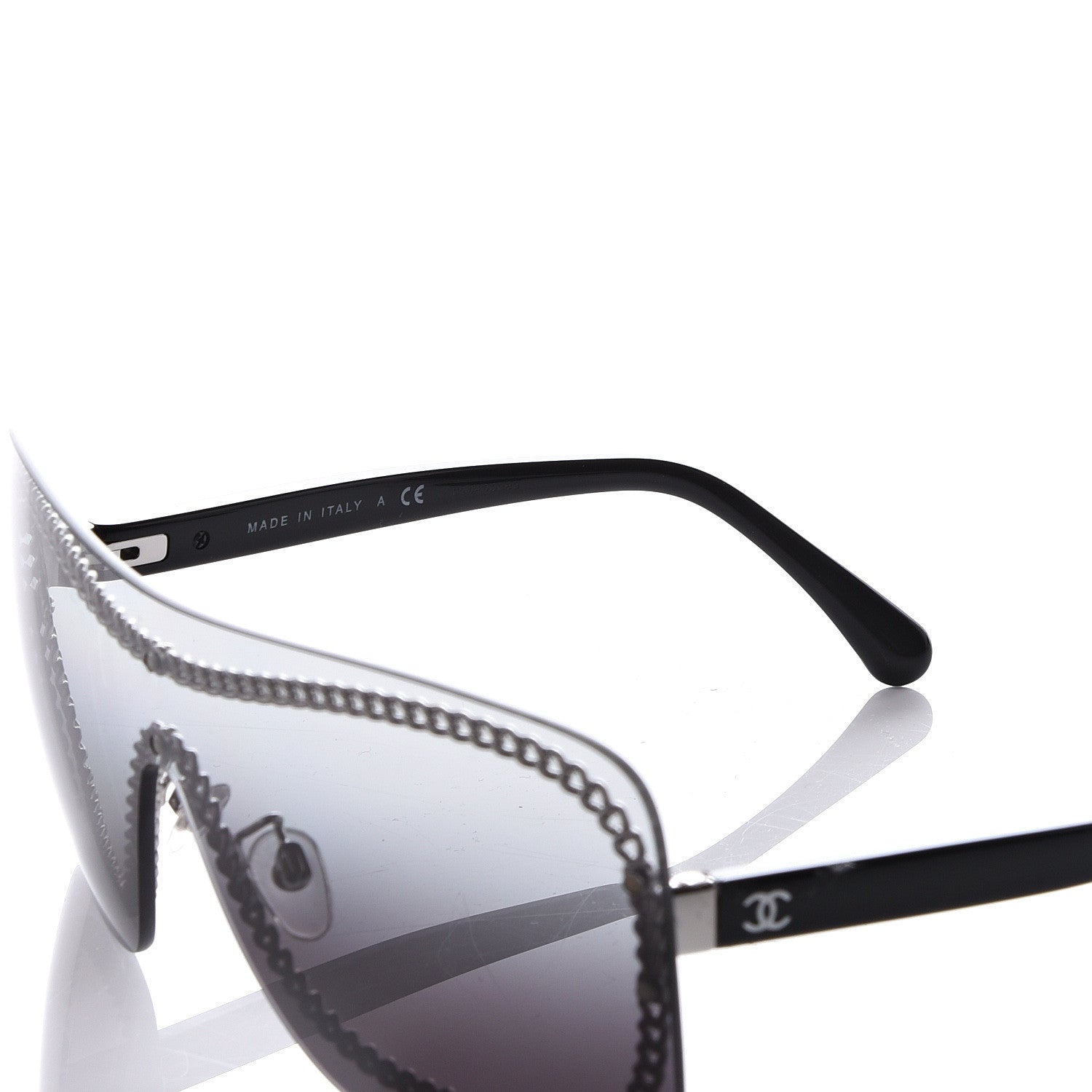 Chanel Rimless Shield Sunglasses 4243 Gradient Gray Black 5 of 8