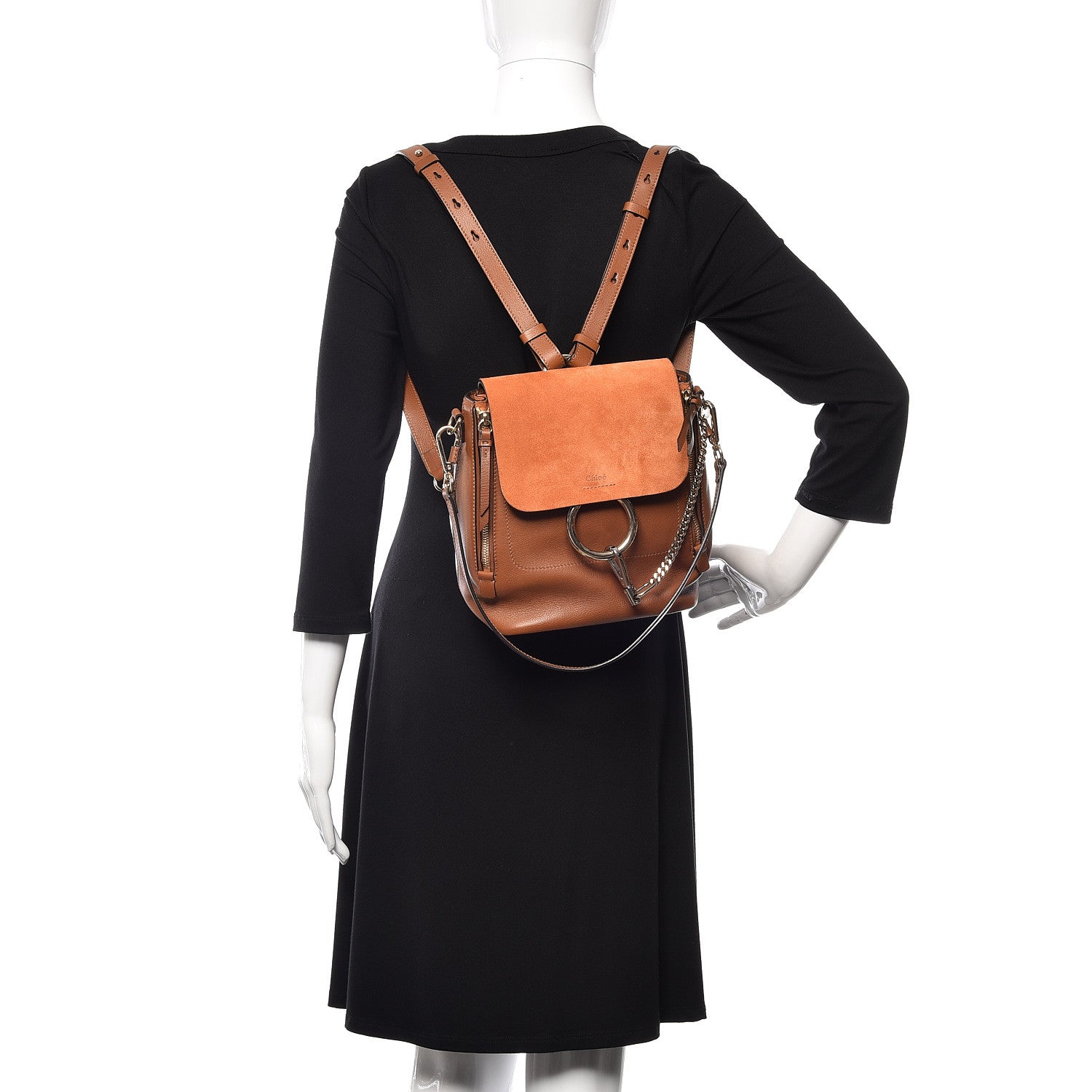 Chloe Suede Calfskin Small Faye Backpack Tobacco 2 of 9