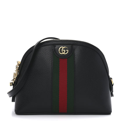 Gucci Calfskin GG Web Small Ophidia Dome Shoulder Bag Black 1 of 10