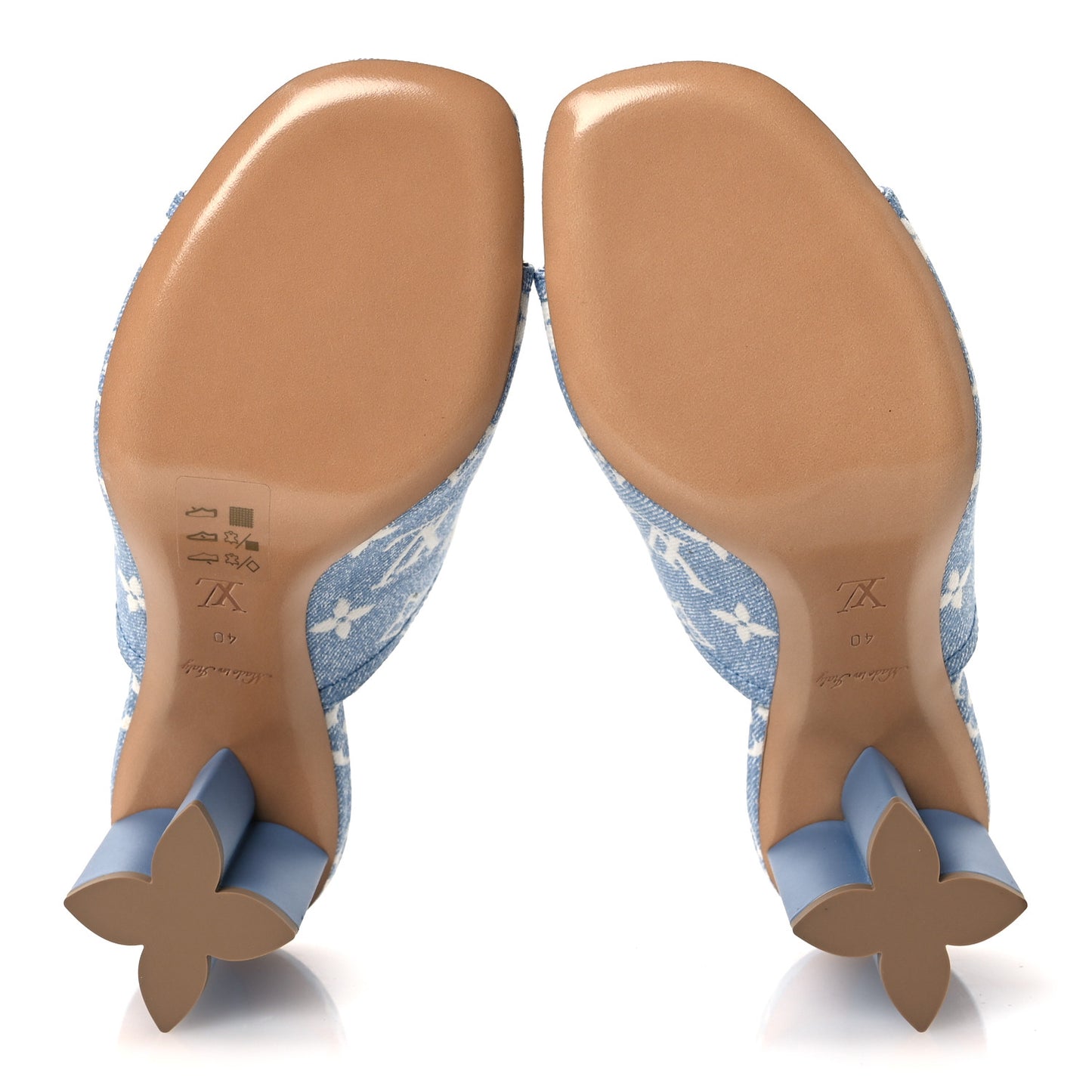 Denim Monogram Silhouette Mules 40 Blue