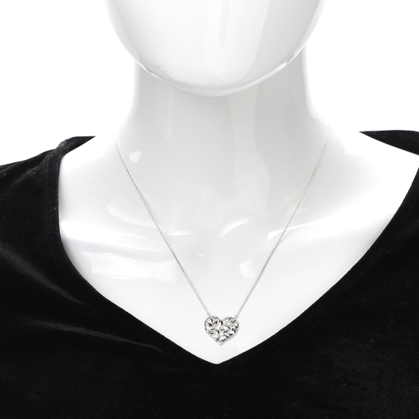 Sterling Silver Paloma Picasso Olive Leaf Heart Pendant Necklace