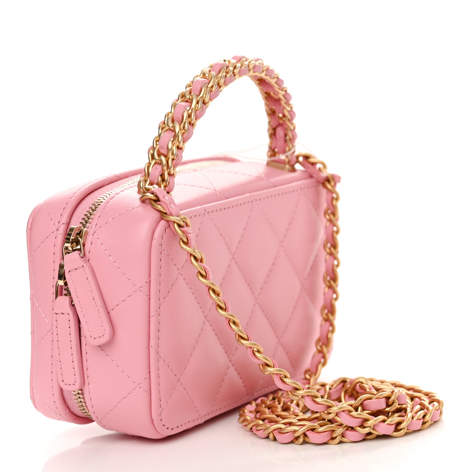 Chanel Lambskin Quilted Chain Top Handle Vanity Case Light Pink 3 of 11